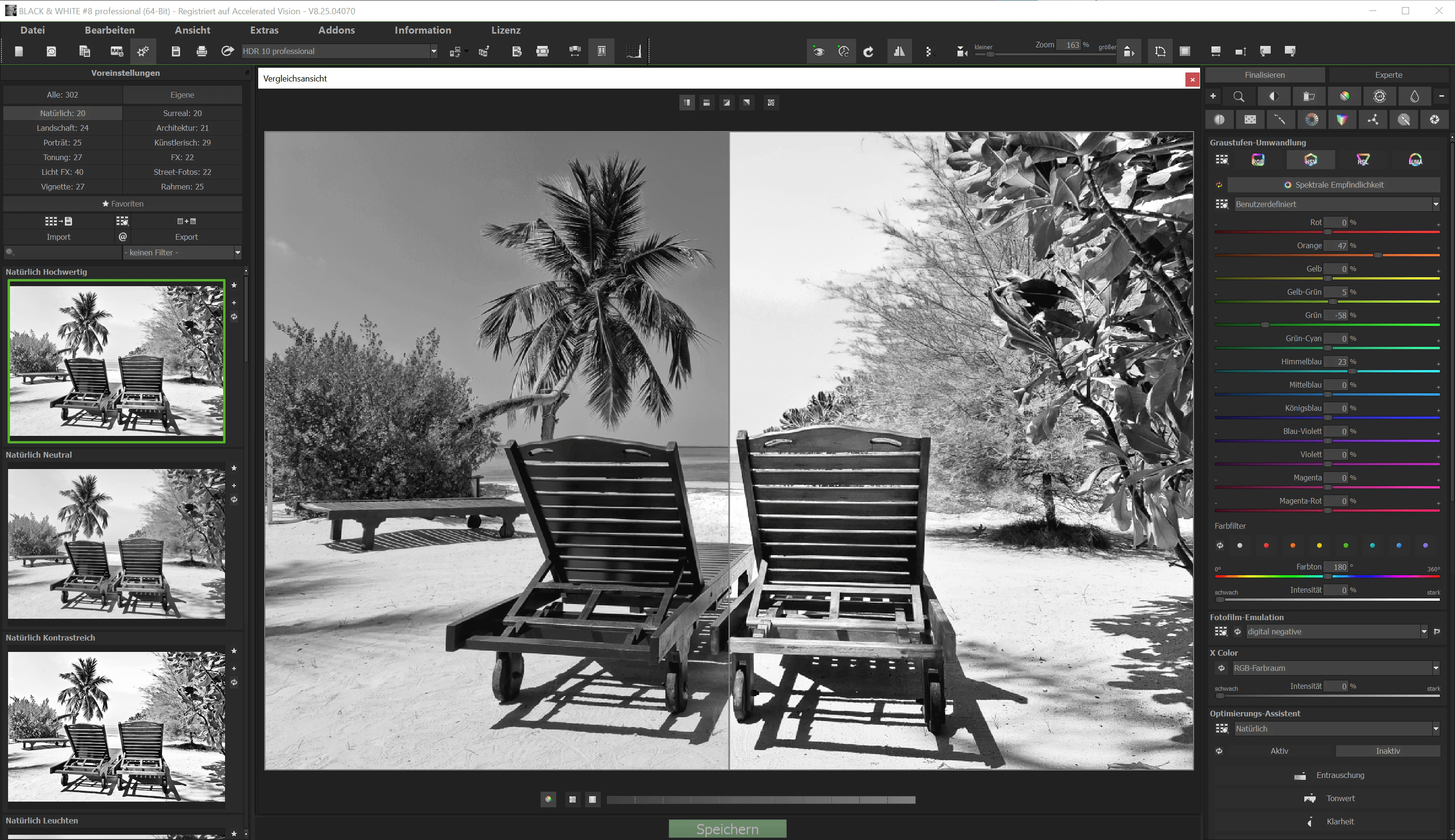 BLACK & WHITE #8 professional - Vergleichsansicht 