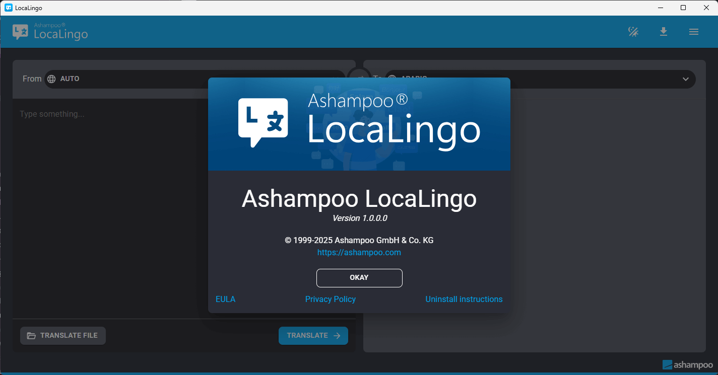 Ashampoo LocaLingo - About