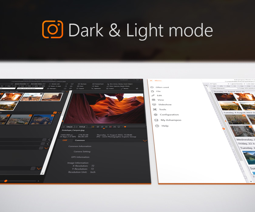 Ashampoo® Photo Commander 17 - Dark & Light Mode